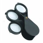 Folding magnifier with three lenses YJ7003, diameter 30 mm, magnification X5/X10/X15