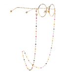 Gold-colored metal non-slip chain, with colorful crystal, for glasses and masks GL974