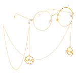Gold-colored metal non-slip chain, with pendant letter LOVE and pearl, for glasses and masks GL390