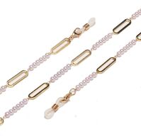 Metal non-slip chain gold, with pearl, for glasses and masks GL1529