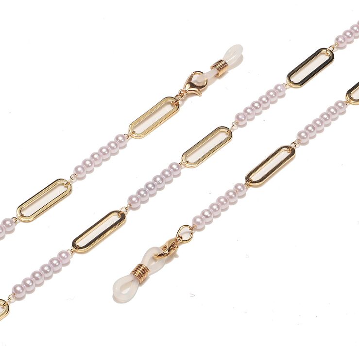 Metal non-slip chain gold, with pearl, for glasses and masks GL1529