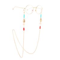 Металлическая нескользящая цепочка золотая змеиная, с ракушками, для очков и масок GL896