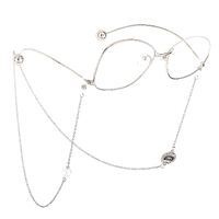 Metal non-slip chain, with pendant letter D and pearl bead, for glasses and masks GL545