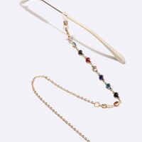 Gold-colored metal non-slip chain, with colored rhinestones, for glasses and masks GL1550