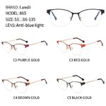 Очки защитные металлические с антибликовым покрытием полуободковые Landi LD805