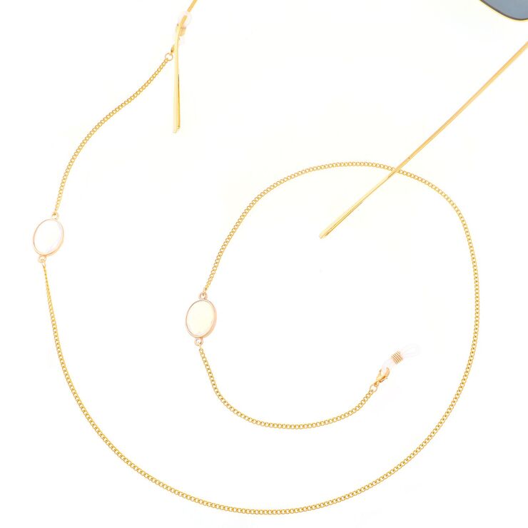 Metal non-slip gold chain, with opal pendant, for glasses and masks GS021