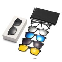 TR90/PC plastic frame + 5 polarized sun protection magnet clip-on set + leather bag El Dorado EL9503
