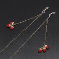 Gold-colored metal non-slip chain, with pendant strawberry, for glasses and masks GL668