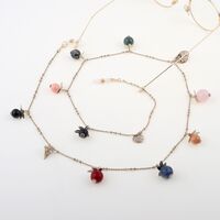 Gold metal non-slip chain, with leaves and crystal, for glasses and masks GL1019