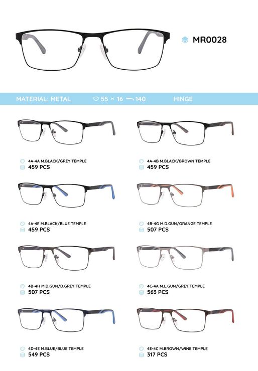 Metal frame with temples made of TR-90 material MR0028