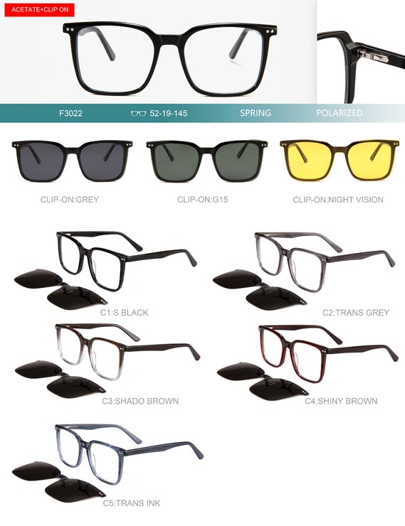 Оправа пластиковая из материала ацетат, с флексом + насадка солнцезащитная (клипон) Big City F3022