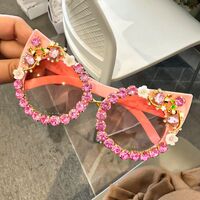 Plastic PC cat-eye sunglasses with rhinestones 