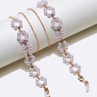 Gold-colored metal non-slip chain, with pearl, for glasses and masks GL1393