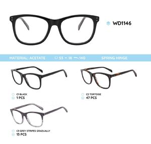 Plastic acetate eyeglasses frame for men with spring hinges WD1146