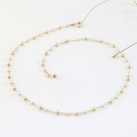 Gold-colored metal non-slip chain, with gold and frosted pearl balls, for glasses and masks GL989