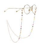 Gold-colored metal non-slip chain, with colorful crystal, for glasses and masks GL988