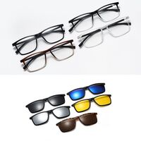 Оправа пластиковая TR90/PC + комплект из 5 поляризационных солнцезащитных насадок (клипон) на магните + кожаная сумка El Dorado EL3301A