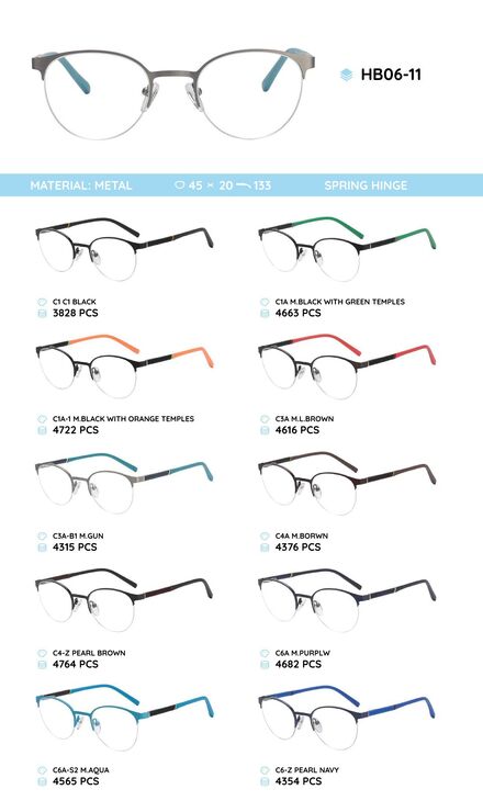 Metal frame with temples made of TR-90 material HB06-11