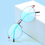 Blue Block metal glasses with blue light protection for colorblind people, with case KY848-2色盲钢丝眼镜