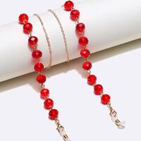 Gold-colored metal non-slip chain, with red round crystal, for glasses and masks GL1381-1