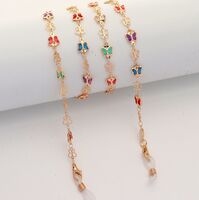 Gold-colored metal non-slip chain, with colorful butterfly, for glasses and masks GL1849