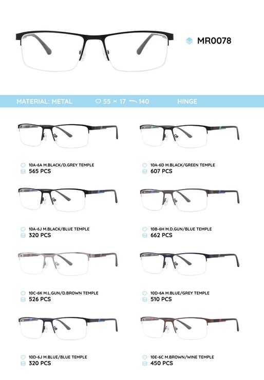 Metal frame with temples made of TR-90 material MR0078