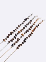 Набор из двух золотых и серебряных цепочек для очков с натуральными розовыми кристаллами GM128