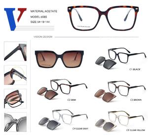 Plastic acetate frame with spring hinges + polarizing sun protection clip-on 6585-DA