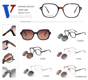 Plastic acetate frame with spring hinges + polarizing sun protection clip-on 6586-DA