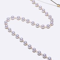 Gold-colored metal non-slip chain, with white pearls, for glasses and masks GL1380