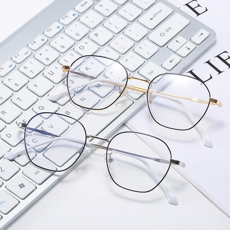 Metal eyeglasses for reading V8623 with blue ray cut protection, diopters from 0.00 to -6.00, not centered