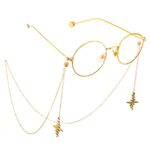 Gold-colored metal non-slip chain, with an electrocardiogram, for glasses and masks GL582