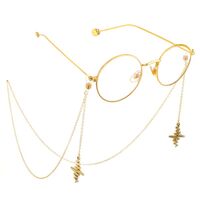 Gold-colored metal non-slip chain, with an electrocardiogram, for glasses and masks GL582