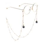Gold-colored metal non-slip chain, with beads and black balls, for glasses and masks GL787