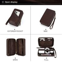 Сумка-барсетка-чехол для очков и девайсов из натуральной кожи с ремешком и молнией CF1149