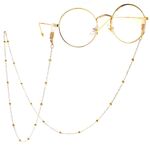 Gold-colored metal non-slip chain, with copper beads, for glasses and masks GL094