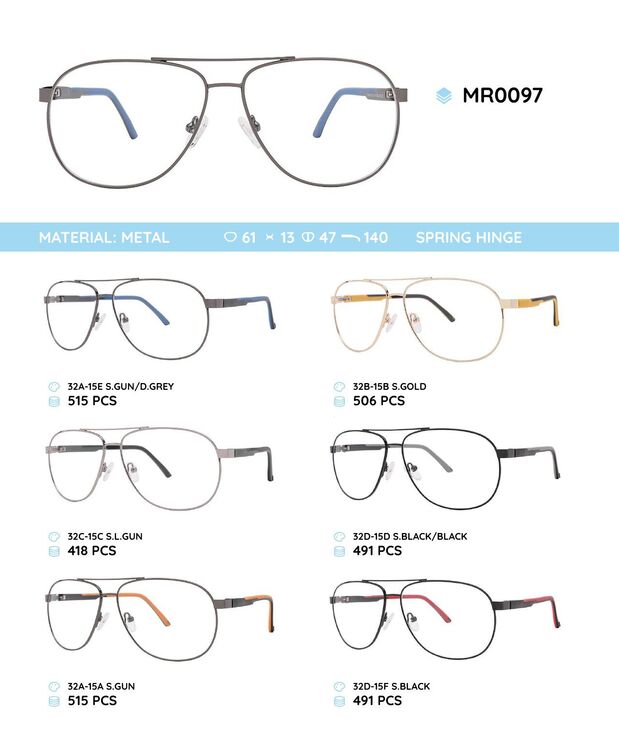 Металлическая оправа с дужками из пластика TR-90 с флексом MR0097