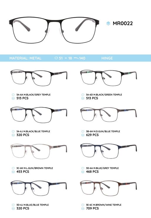Metal frame with temples made of TR-90 material MR0022