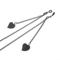 Black-colored metal non-slip chain, with pendant heart, for glasses and masks GL860
