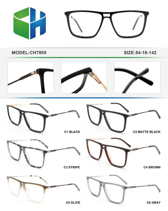 Plastic acetate frame with spring hinges CH7805-DA