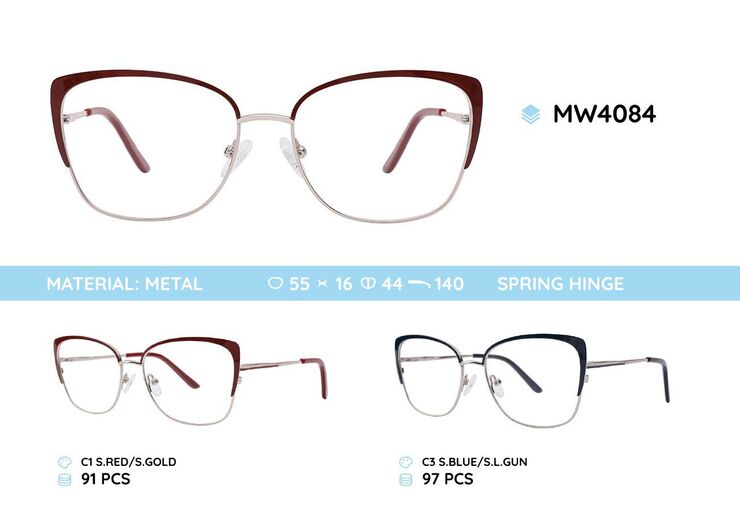 Metal women's frame for glasses MW4084