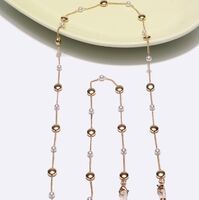 Gold-colored metal non-slip chain, with round gold and pearl, for glasses and masks GL1413
