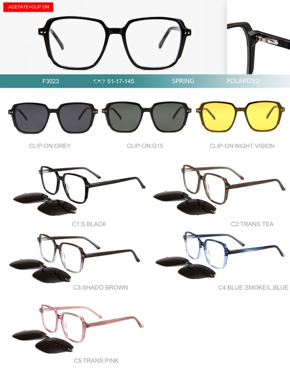 Оправа пластиковая из материала ацетат, с флексом + насадка солнцезащитная (клипон) Big City F3023