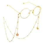 Gold-colored metal non-slip chain, with pink cherry flower, for glasses and masks GL538