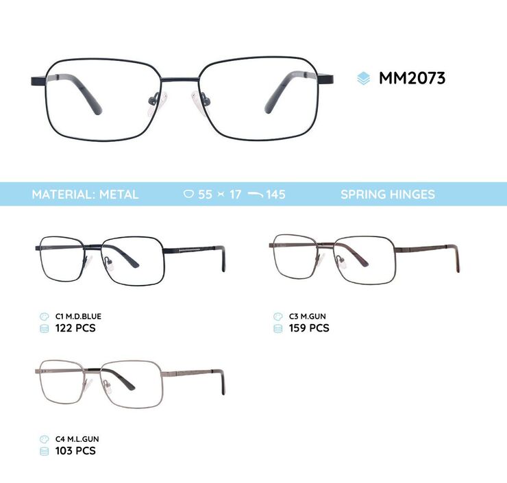 Metal men's frame for glasses with spring hinges MM2073
