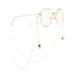 Gold-colored metal non-slip chain, with Santa Claus, for glasses and masks GA034
