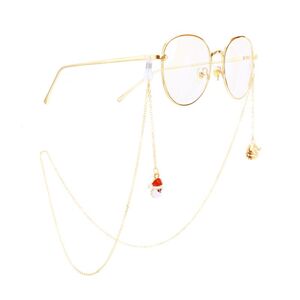 Металлическая нескользящая цепочка золотого цвета, с Санта-Клаусом, для очков и масок GA034