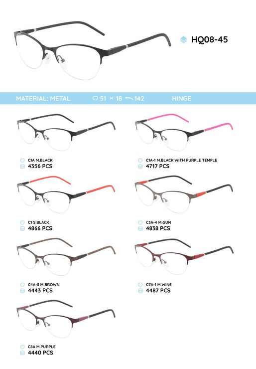 Metal frame with temples made of TR-90 material HQ08-45