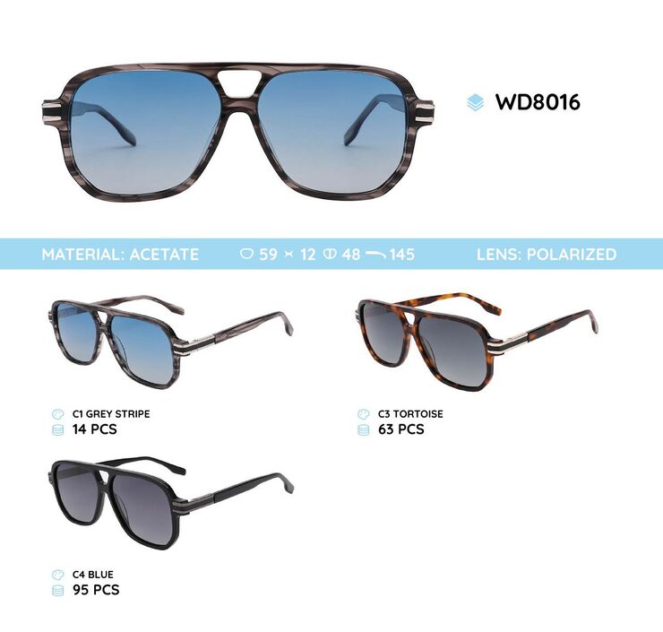 Plastic acetate frame polarized sunglasses with spring hinges WD8016