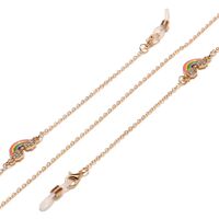 Gold-colored metal non-slip chain, with rainbow with rhinestone, for glasses and masks GL1448